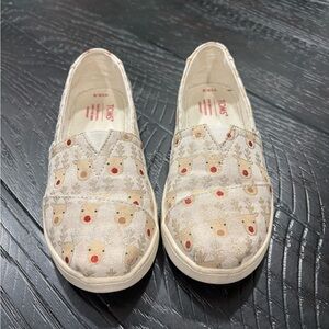 TOMS Kids Reindeer Slippers - Cream and Red